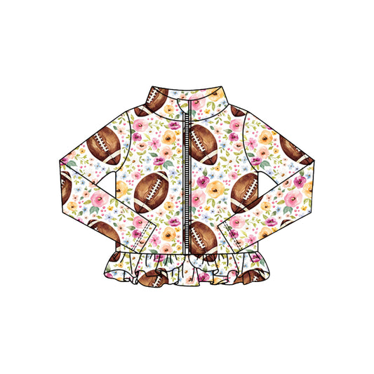 (Pre Order) No moq GT1324 pre-order toddler girl clothes yoga rugby floral long Sleeve Top -2025.10.15