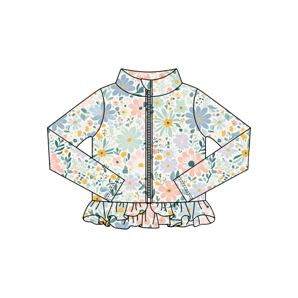 (Pre Order) No moq GT1326 pre-order toddler girl clothes yoga floral long Sleeve Top -2025.10.15