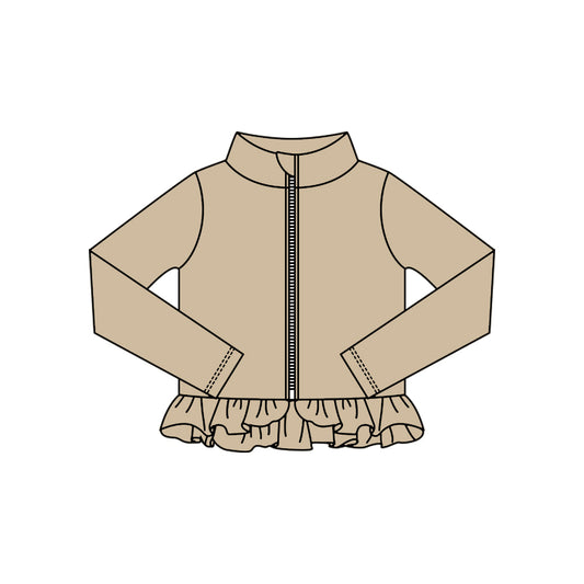 (Pre Order) No moq GT1334 pre-order toddler girl clothes yoga khaki long Sleeve Top -2025.10.15