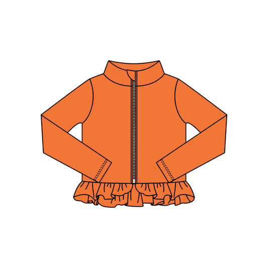 (Pre Order) No moq GT1340 pre-order toddler girl clothes yoga orange long Sleeve Top -2025.10.15