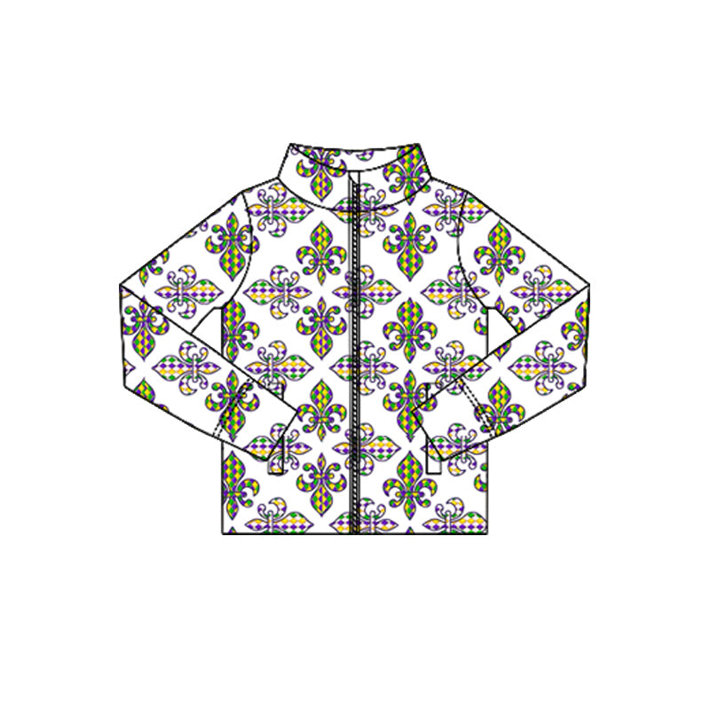 (Pre Order) No moq GT1349 pre-order toddler girl clothes yoga mardi gras long Sleeve Top -2025.10.16