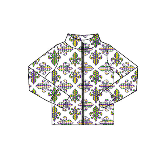 (Pre Order) No moq GT1349 pre-order toddler girl clothes yoga mardi gras long Sleeve Top -2025.10.16