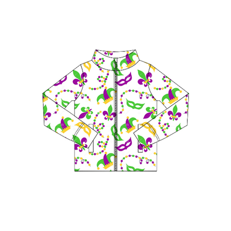 (Pre Order) No moq GT1350 pre-order toddler girl clothes yoga mardi gras long Sleeve Top -2025.10.16