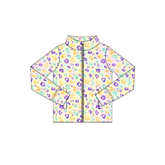 (Pre Order) No moq GT1354 pre-order toddler girl clothes yoga leopard long Sleeve Top -2025.10.16