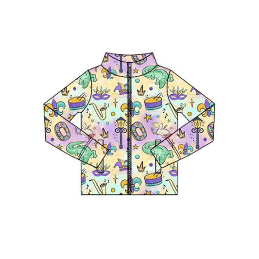 (Pre Order) No moq GT1355 pre-order toddler girl clothes yoga mardi gras long Sleeve Top -2025.10.16