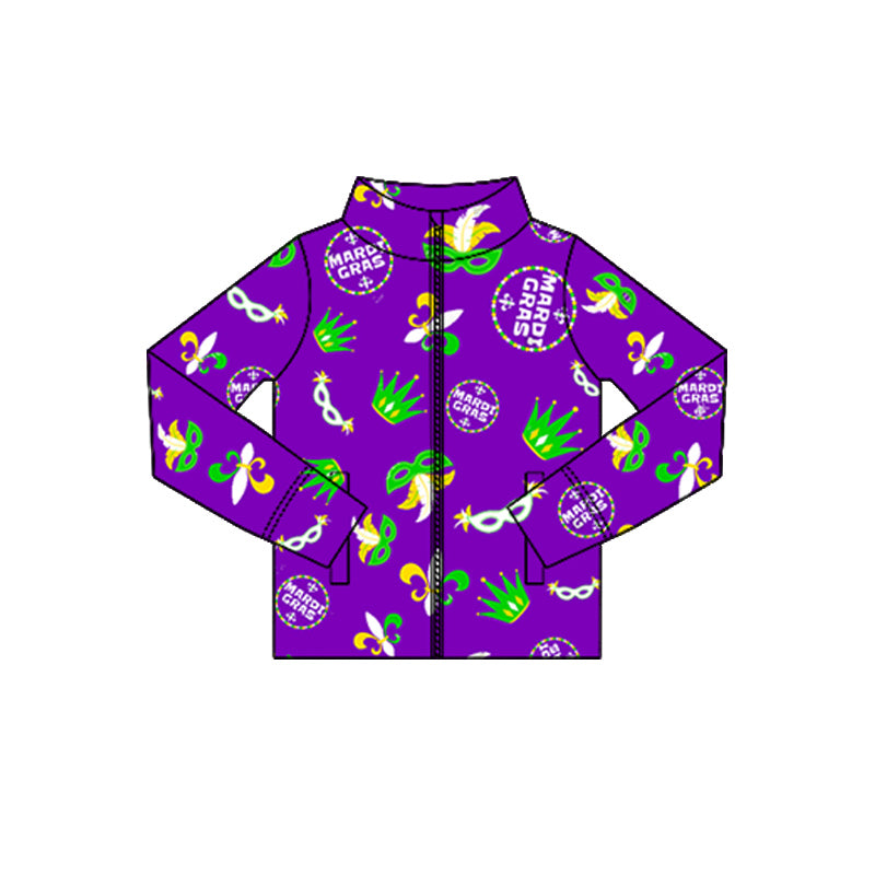 (Pre Order) No moq GT1357 pre-order toddler girl clothes yoga mardi gras long Sleeve Top -2025.10.16