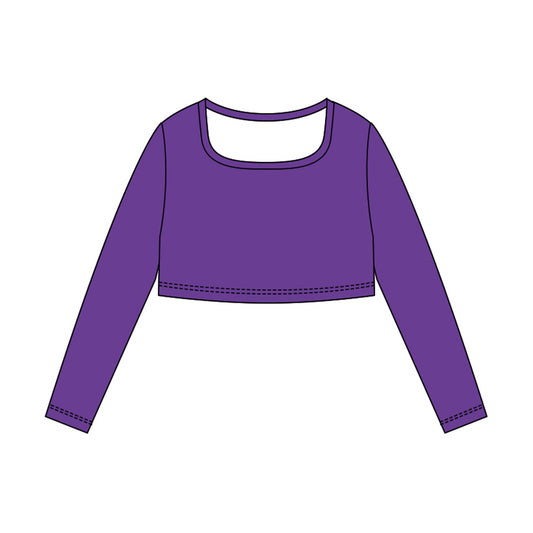 (Pre Order) No moq GT1381 pre-order toddler girl clothes yoga purple long Sleeve Top -2025.10.23