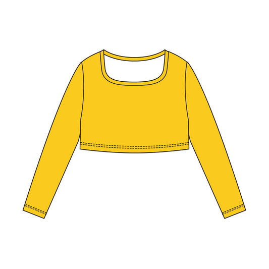 (Pre Order) No moq GT1382 pre-order toddler girl clothes yoga yellow long Sleeve Top -2025.10.23