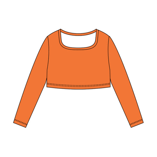 (Pre Order) No moq GT1384 pre-order toddler girl clothes yoga orange long Sleeve Top -2025.10.23