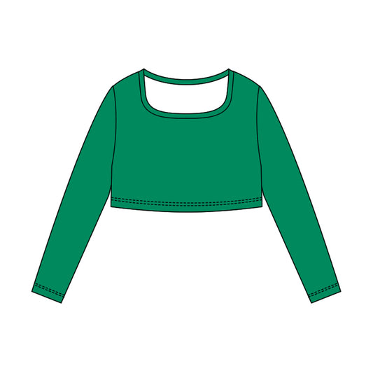 (Pre Order) No moq GT1385 pre-order toddler girl clothes yoga green long Sleeve Top -2025.10.23