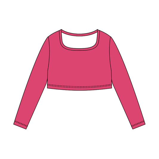 (Pre Order) No moq GT1387 pre-order toddler girl clothes yoga rose red long Sleeve Top -2025.10.23