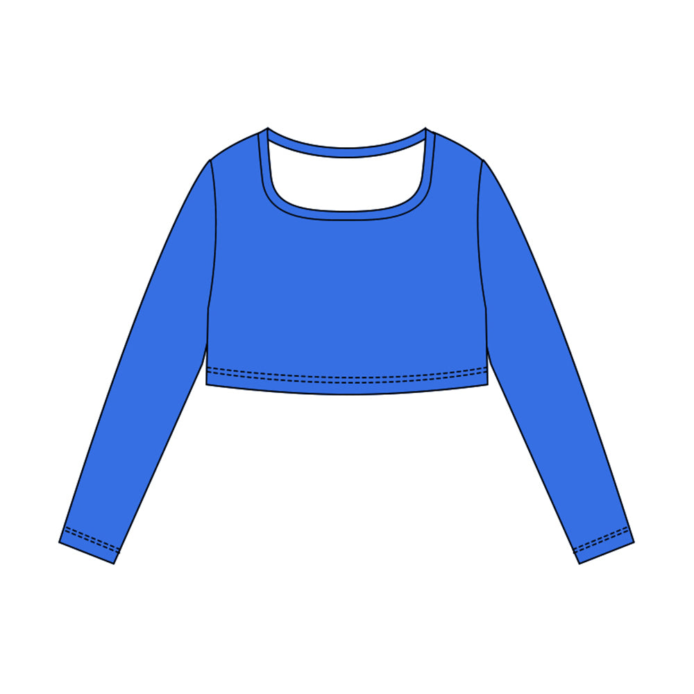 (Pre Order) No moq GT1389 pre-order toddler girl clothes yoga blue long Sleeve Top -2025.10.23