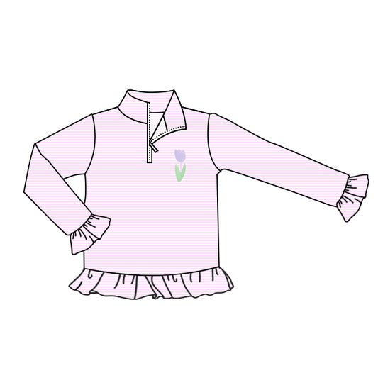 (Pre Order) No moq GT1392 pre-order toddler girl clothes pink long Sleeve Top -2025.10.25