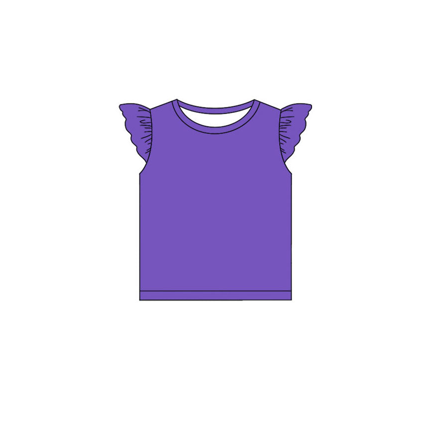 (Pre Order) No moq GT1433 pre-order toddler girl clothes purple flying sleeve Top -2025.11.10