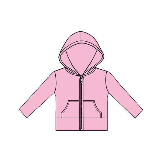 (Pre Order) No moq GT1468 pre-order toddler girl clothes yoga pink hooded long Sleeve Top -2025.11.19