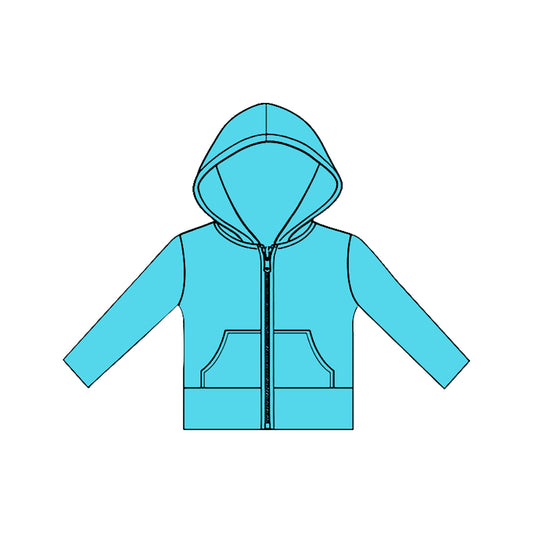 (Pre Order) No moq GT1472 pre-order toddler girl clothes yoga blue hooded long Sleeve Top -2025.11.19