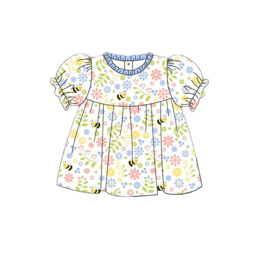 (Pre Order) No moq GT1477 pre-order toddler girl clothes floral short Sleeve Top -2025.11.19