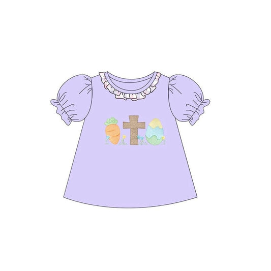 (Pre Order) No moq GT1479 pre-order toddler girl clothes easter short Sleeve Top -2025.11.19