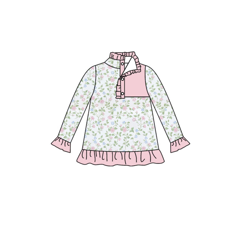(Pre Order) No moq GT1494 pre-order toddler girl clothes floral long Sleeve Top -2025.11.22