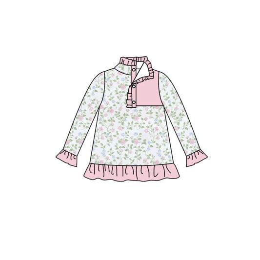 (Pre Order) No moq GT1494 pre-order toddler girl clothes floral long Sleeve Top -2025.11.22