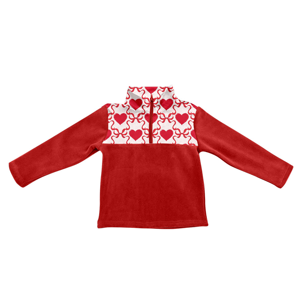 (Pre Order) No moq GT1505 pre-order toddler girl clothes love bow red long Sleeve top-2025.11.25