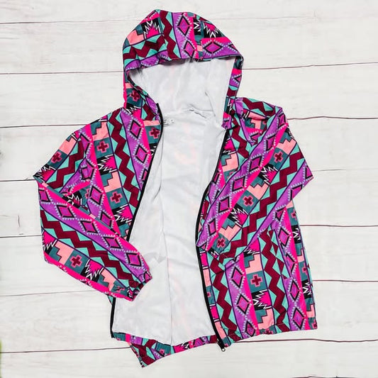 (Pre Order) No moq GT1511 pre-order toddler girl clothes geometric zipper hooded long Sleeve Top -2025.11.26