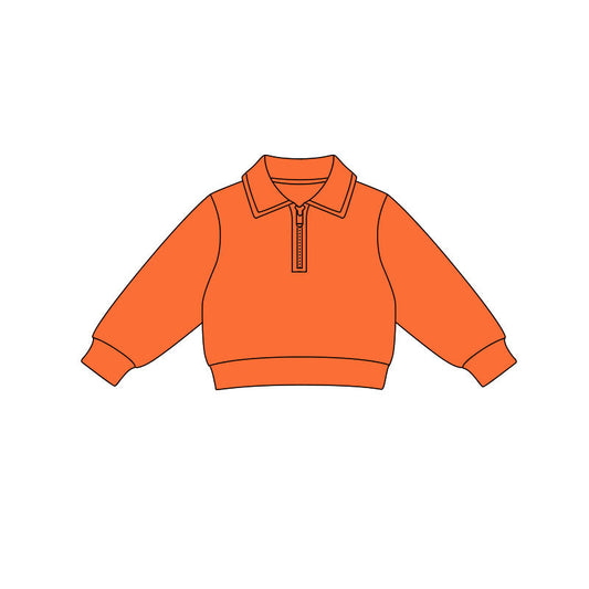(Pre Order) No moq pre-order toddler girl clothes yoga orange long Sleeve Top -2025.11.27