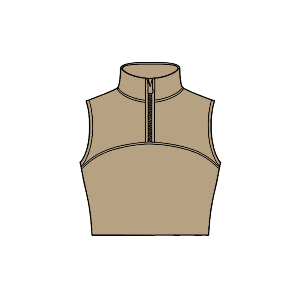 (Pre Order) No moq pre-order toddler girl clothes yoga khaki vest Top -2025.11.27