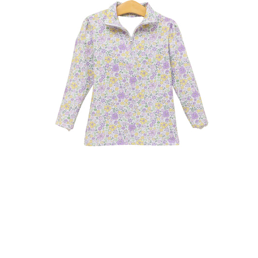(Pre Order) No moq pre-order toddler girl clothes yoga floral purple long sleeve Top -2025.12.6