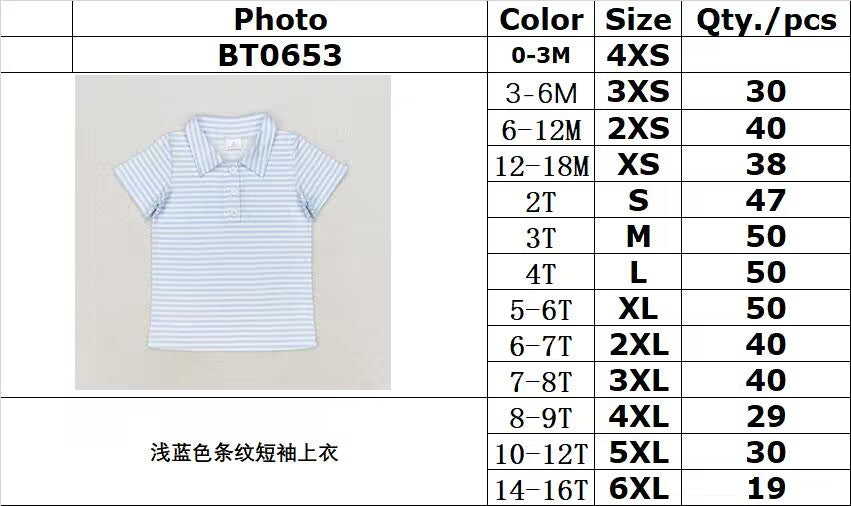 BT0653 pre-order baby boy clothes blue stripes boy summer tshirt