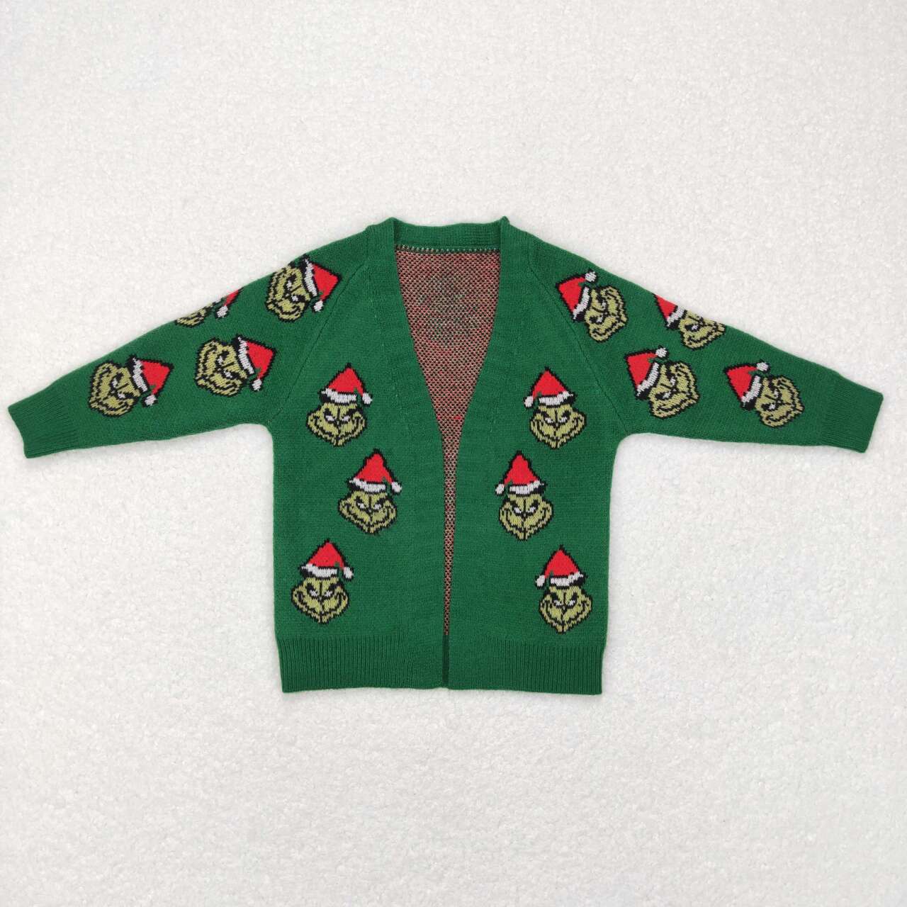 GT0371 grinch cartoon christmas green long sleeve sweater cardigan