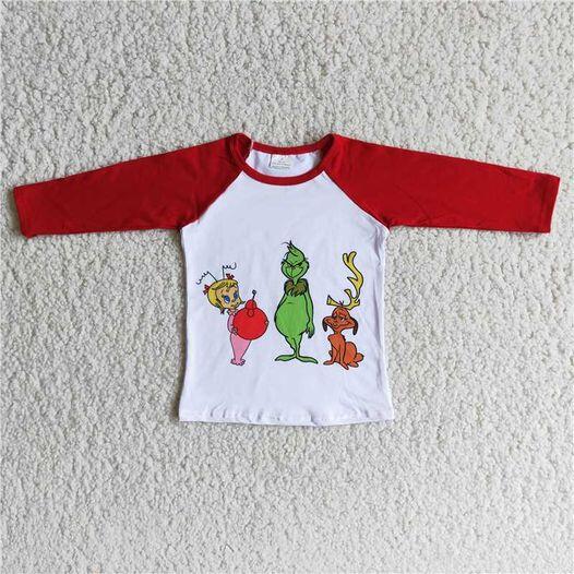 6 A24-2 White green monster red long sleeve top