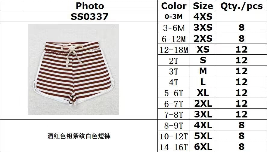 RTS SS0337Burgundy striped white shorts