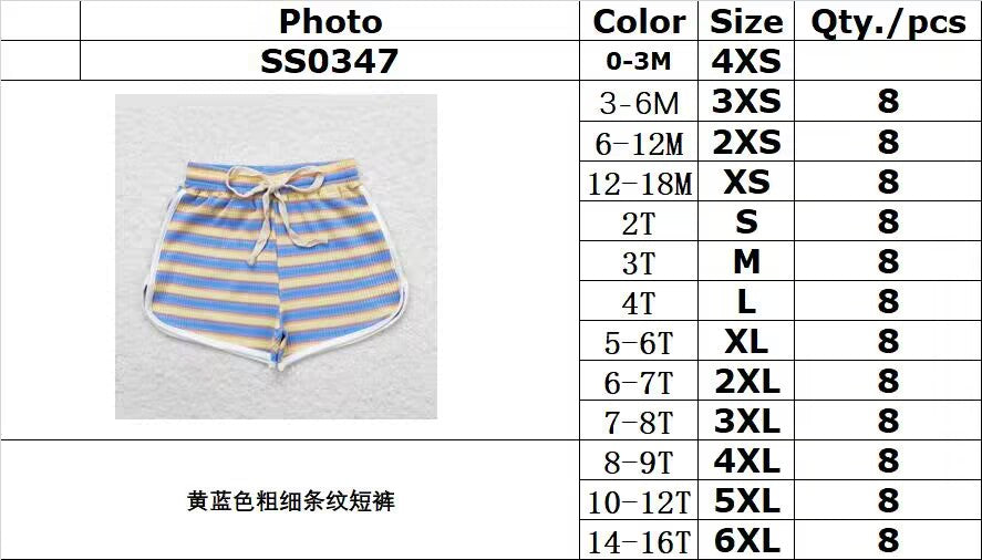 RTS SS0347Yellow and blue thick and thin striped shorts