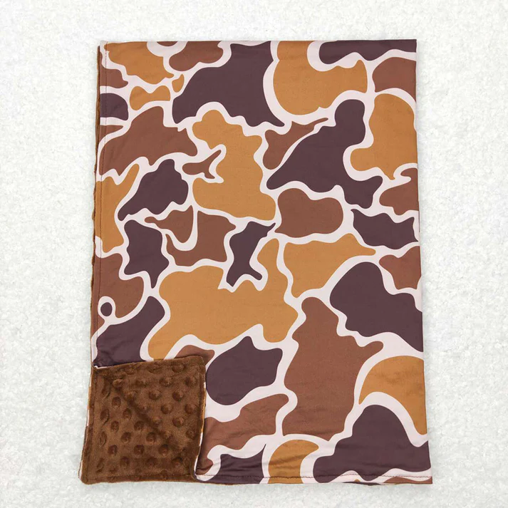 RTS NO MOQ 29*43INCH Baby Girls Children Hunting Sibling Camo Minky Blankets