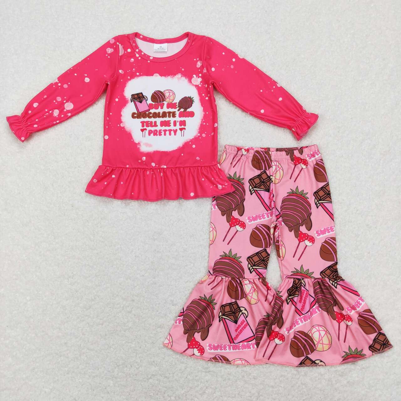 GLP1098 Alphabet Chocolate Love Lollipop Rose Red Long Sleeve Pants Suit