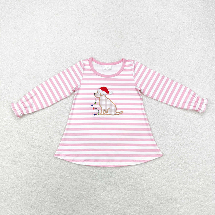 RTS NO MOQ Boys Girls Christmas Sibling Dogs Tops Rompers embroidery Christmas embroidery