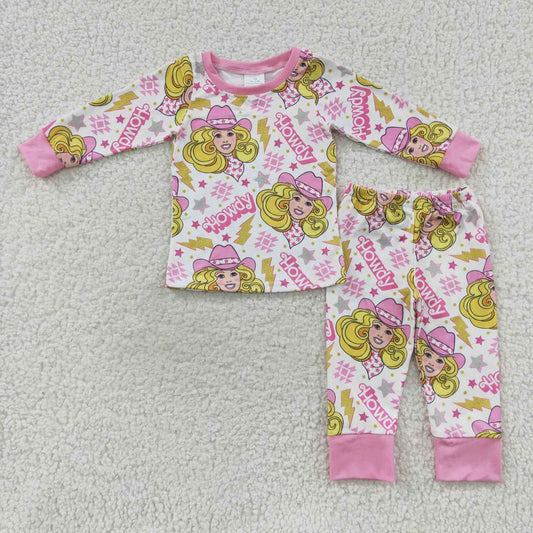 GLP0658 howdy barbie star lightning powder white long-sleeved trouser suit