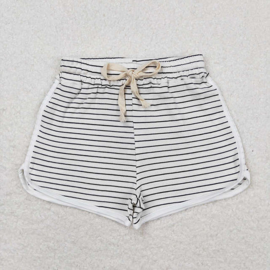 RTS SS0340Black pinstripe white shorts