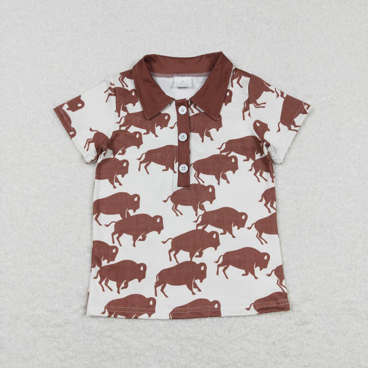 BT0175 Boys Brown Cow Short Sleeve Top