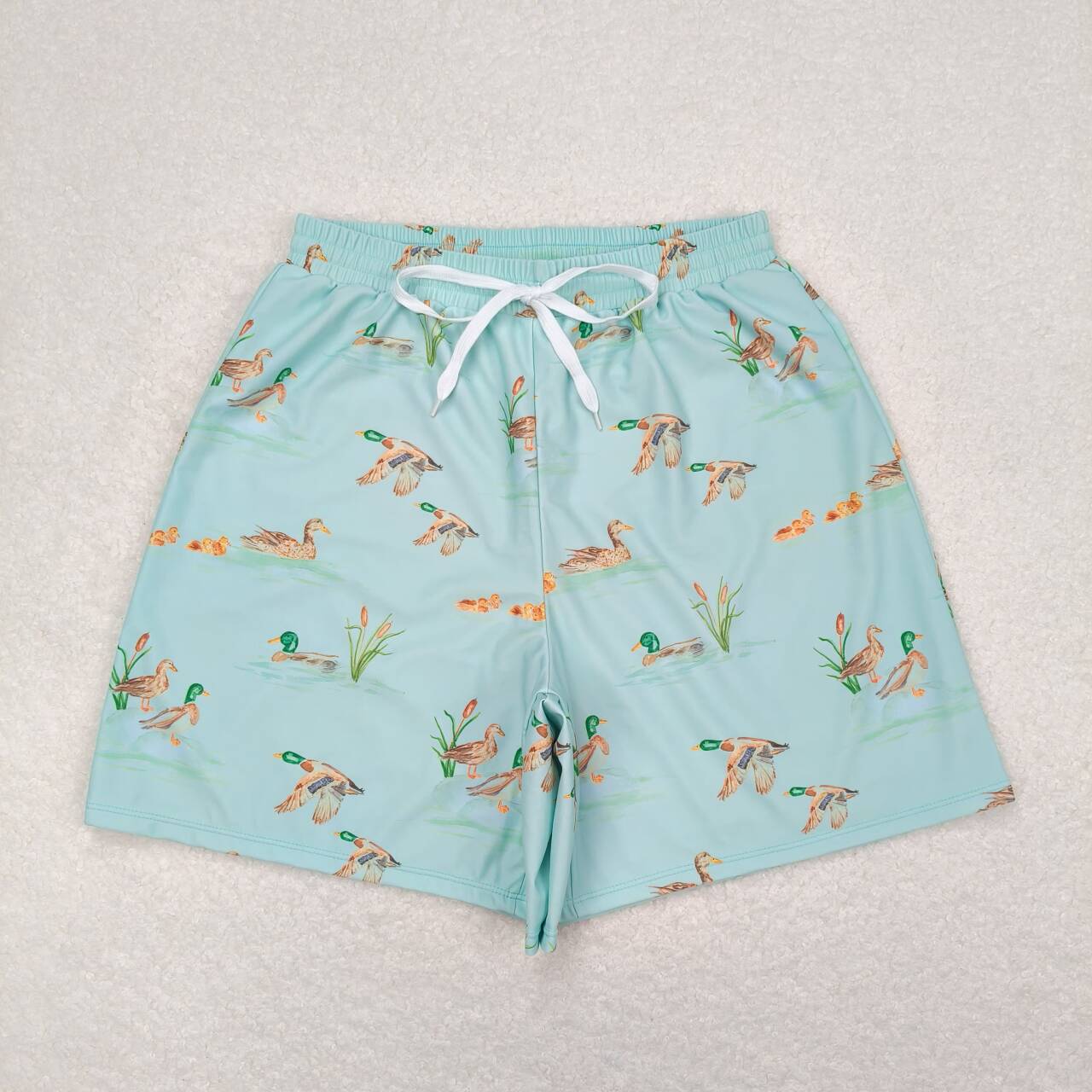 S0428 Adult male duck light green swimming trunks with kids shorts swim