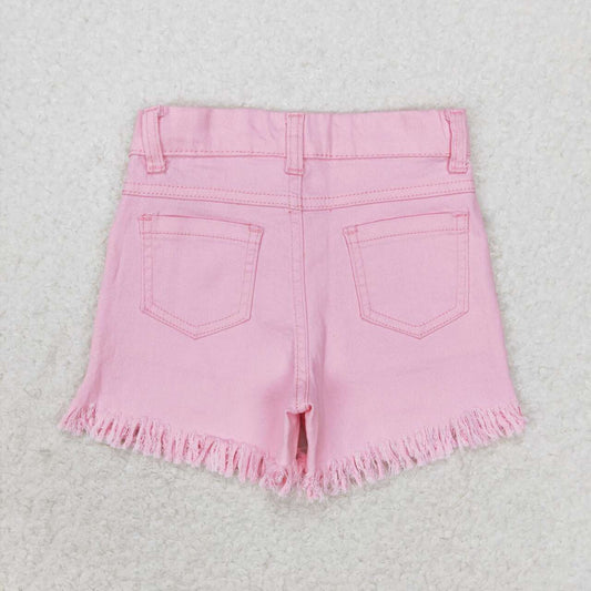 rts no moqSS0230 Pink sequin denim shorts