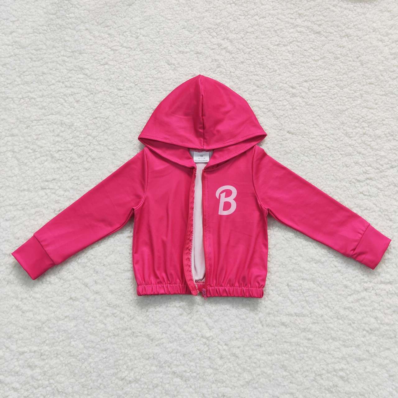 GT0330 B barbie letter rose red zipper hooded long-sleeved top