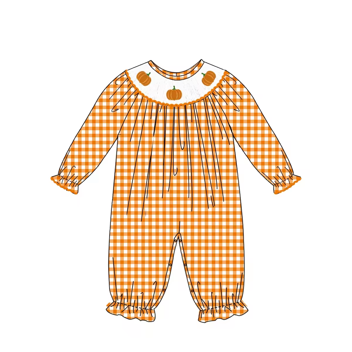 Custom moq 5 mix size eta 5-6weeks Pumpkin long sleeve trousers suit Halloween Thanksgiving pumpkin custom