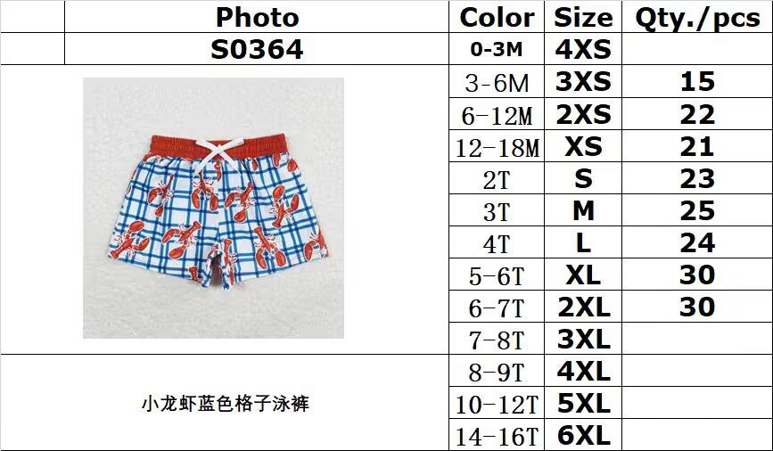 S0364 pre-order baby boy clothes crayfish boy summer swim shorts 3-6M to 6-7T