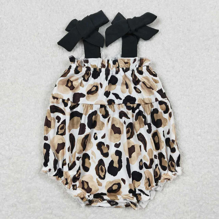 RTS Baby Boys Green Pocket Sibling Brother Baby Girls Straps Gold Leopard Sibling Sister Rompers Dresses Clothes Sets