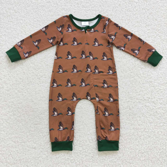 RTS NO MOQ ETA 5/7days Arrived LR2154 Mallard Tan Green Zip Long Sleeve Bodysuit