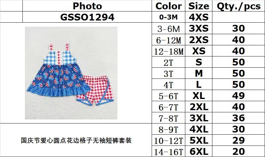 GSSO1294 pre-order baby girl clothes 4th of July patriotic toddler girl summer outfit