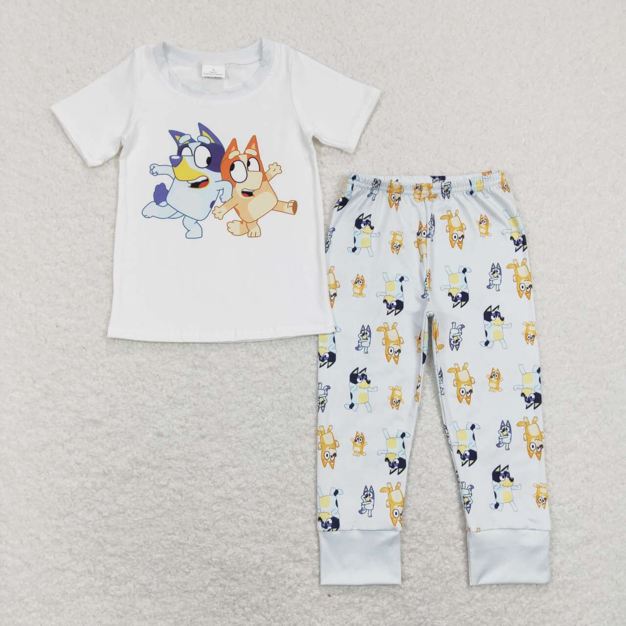 BSPO0265 bluey cartoon white short sleeve blue trousers suit