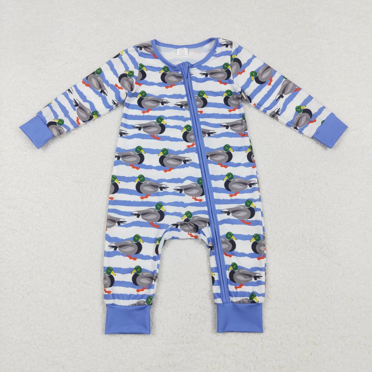 RTS NO MOQ ETA 5/7days arrived LR1645 Modal duck blue striped zipper long sleeve jumpsuit